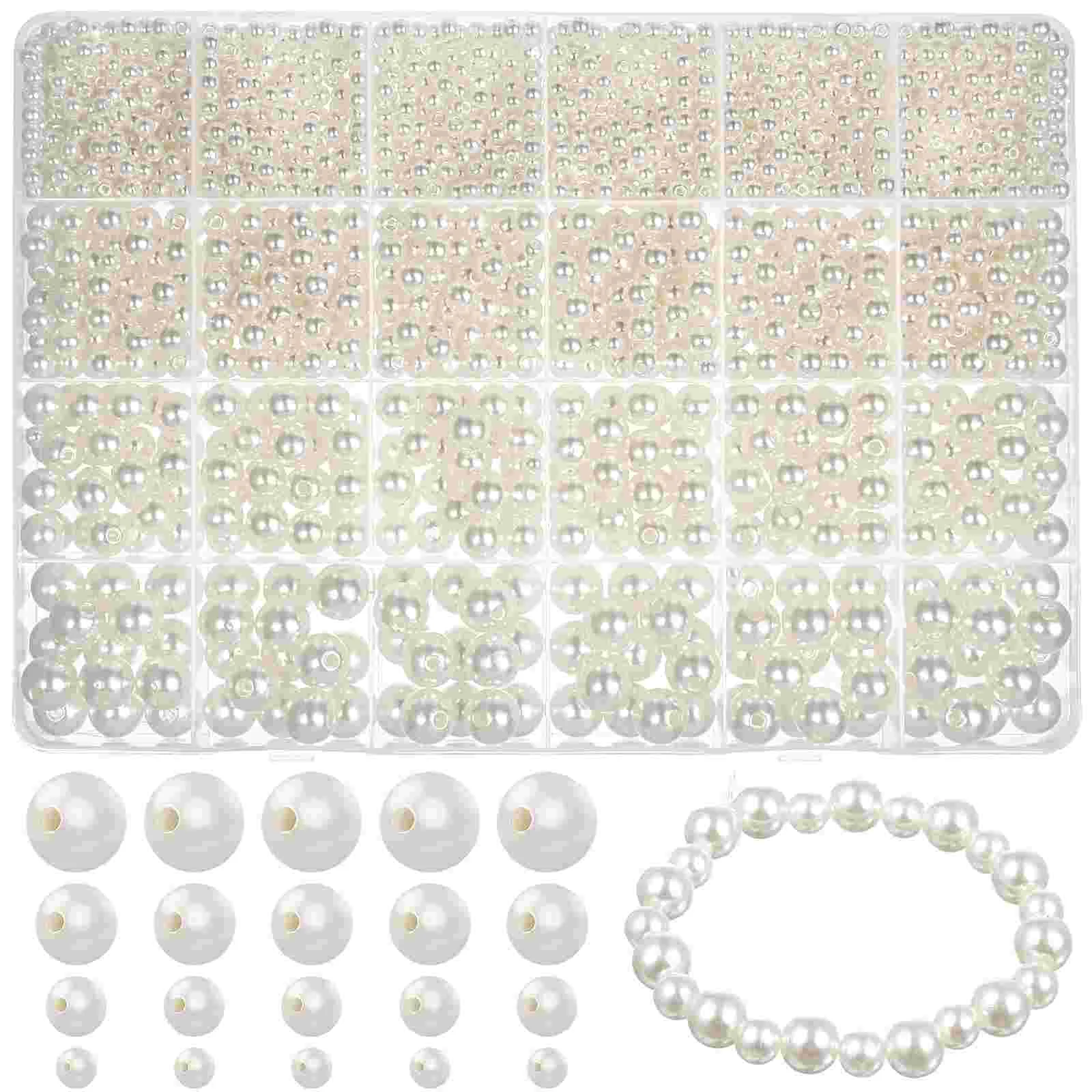 

1 Set White Beads Faux Pearl Jewelry Making Beads DIY Bracelet Necklace Earring Beads