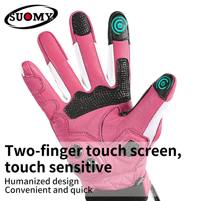 Suomy Женские винтажные перчатки розовые для мотоциклистов мужчин езды на