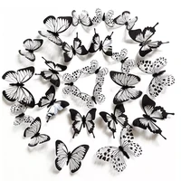2022 24 pcsset black white 3d butterfly wall sticker wedding decoration bedroom living room home decor butterflies decals stick