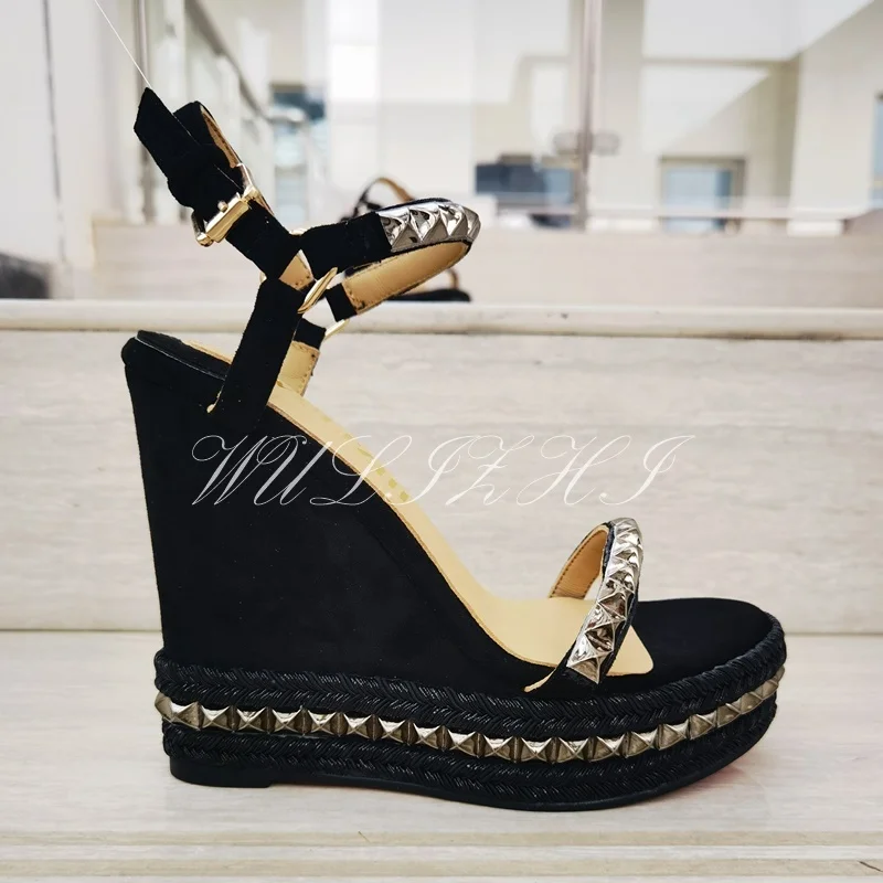 Сандалии женские кожаные на платформе Босоножки с открытым круглым носком