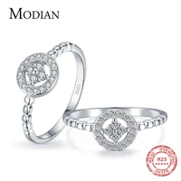 modian high quality real 925 sterling silver round clear cz wedding finger rings for women fashion engagement fine jewelry gift
