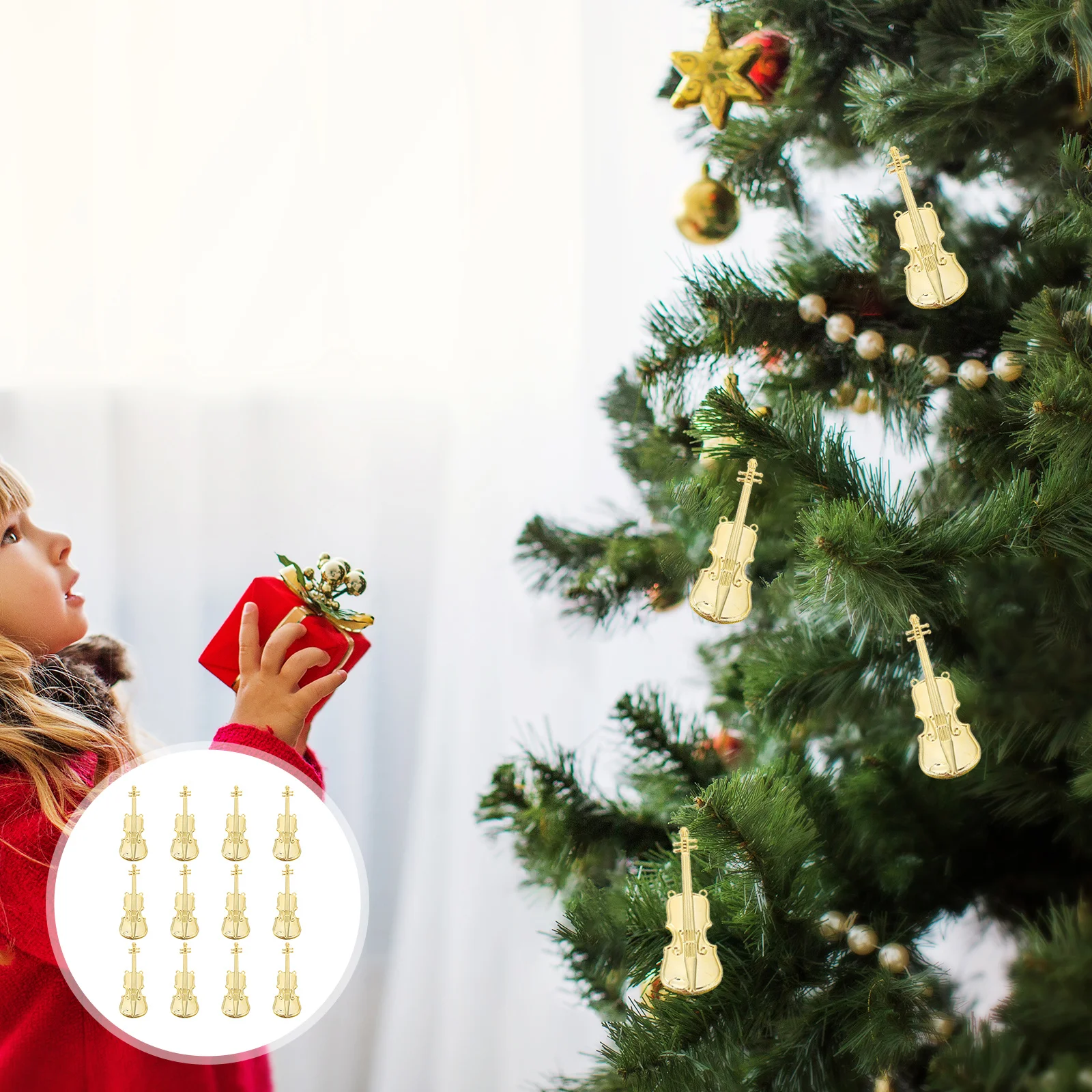 

Musical Instrument Model Miniature Christmas Tree Pendant Garland Decor Festival Home Xmas Pendants Decoration