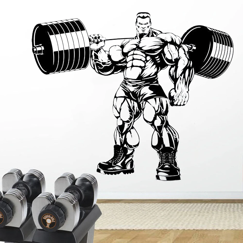 

Bodybuilding Wall Sticker Vinyl decal Gym Fitness Crossfit Weights Sport Decoration Art Mural