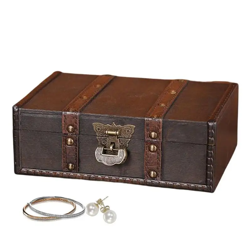 

Jewelry Organizer Box Makeup Storage Vintage Treasure Display Case Necklace Leather Portable Earrings Holder Storage Box