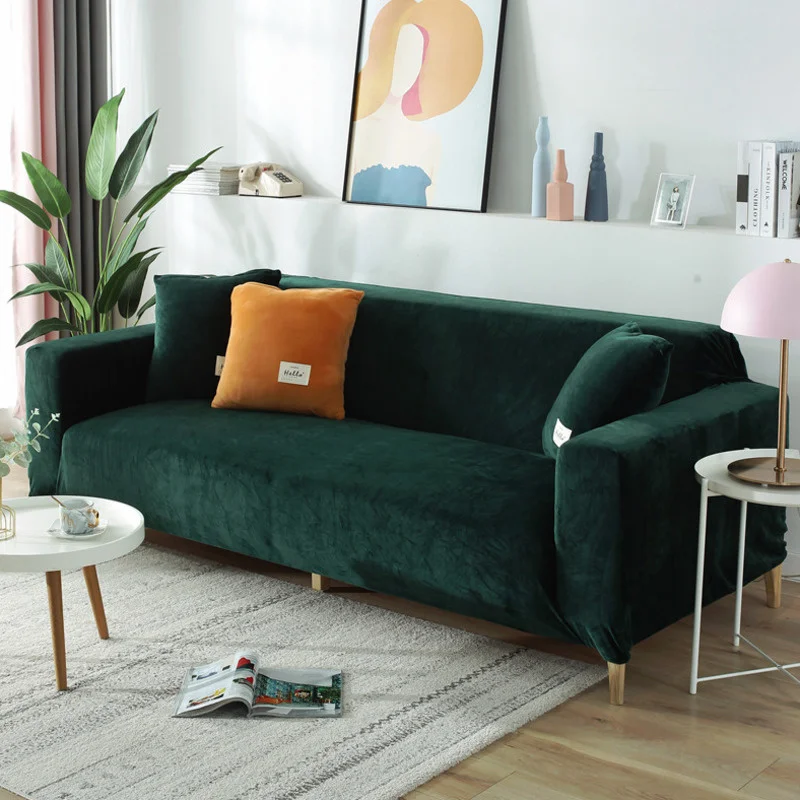 

Winter Thick Sofa Cover Warm Soft Velvet Elastic Sofa Slipcover All Wrap Non-slip Armchair Loveseat Couch Covers 1/2/3/4 Seater