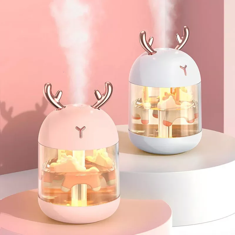 

2021 USB Humidifier 300ml Cute Unicorn Ultrasonic Cool Mist Maker Aroma Air Oil Diffuser Romantic Color LED Lamp Humidificador