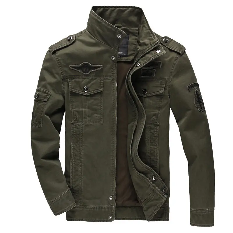 

Embroidery Jackets Military Style Zipper Bomber Casual