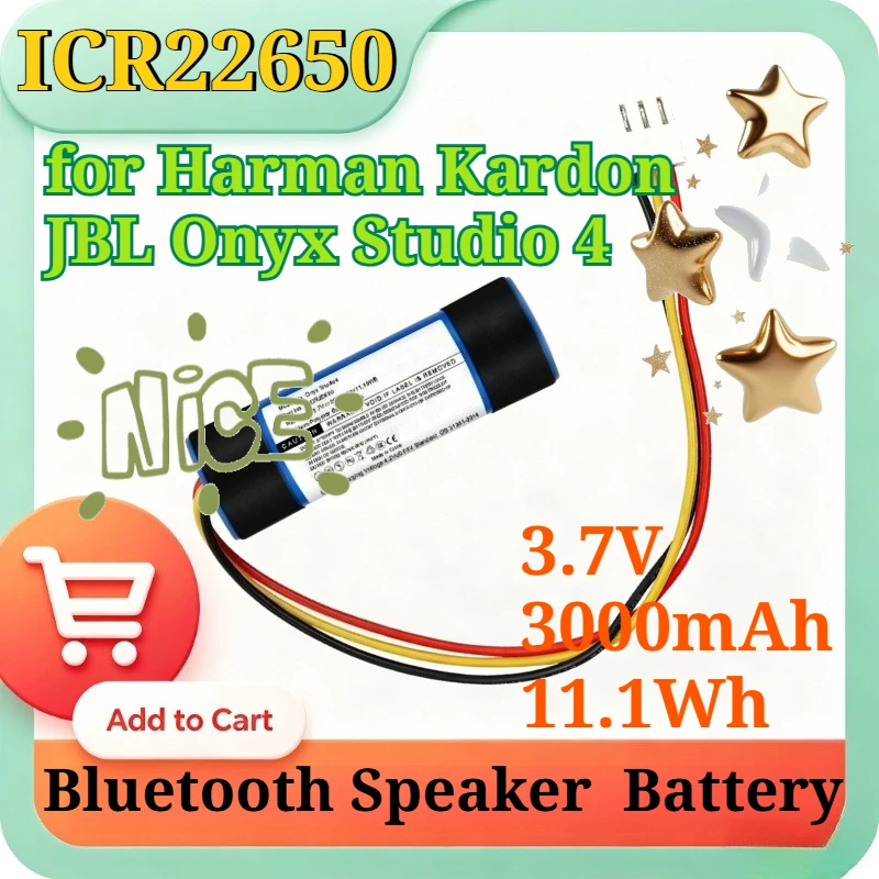 Фото Аккумулятор ICR22650 CP-HK10 3.7V 3.0Ah 11.1Wh, замена для Harman Kardon JBL Onyx Studio 4 Bluetooth Speaker, литий-полимерный аккумулятор №1
