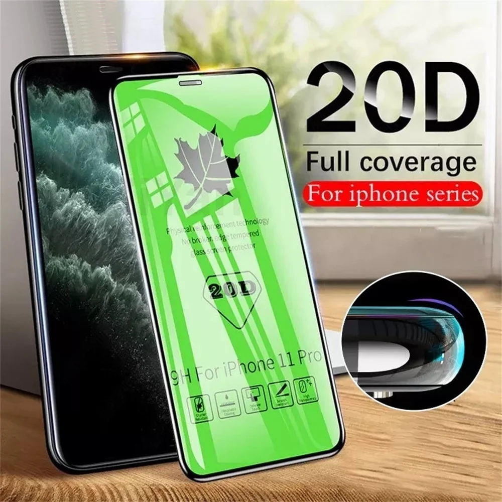 50PCS 20D Curved Edge Tempered Glass Full Screen Protector For iPhone 14 13 12 Xs MAX XR 7 8 plus Protective Film 10/20/50pcs