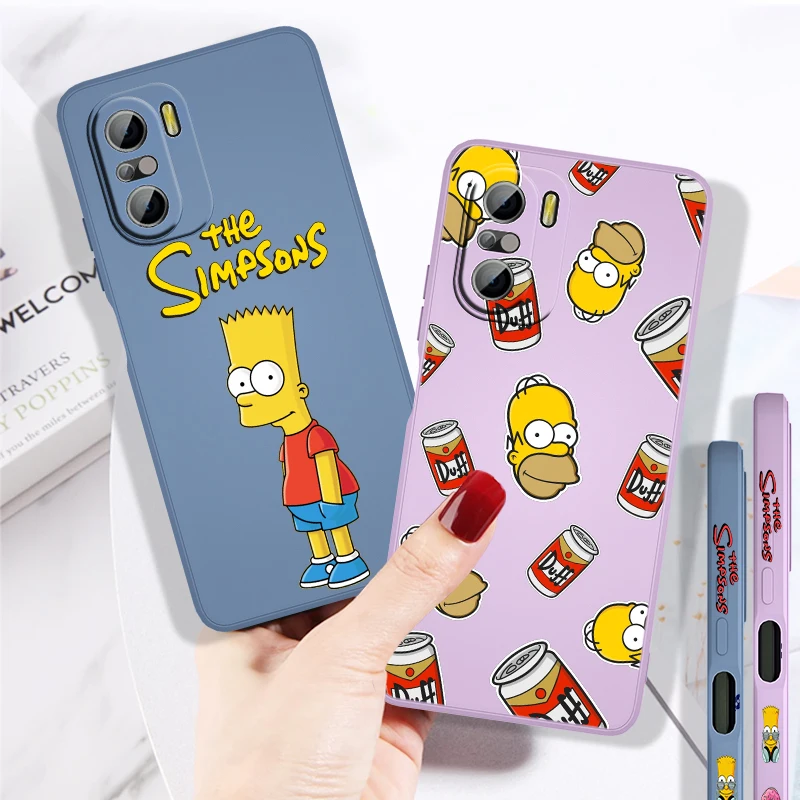 

Disney Cartoon The Simpson For Redmi K50 K40 Gaming K30 K30S 10 10X 9A 9 9T 9C 9AT 8 8A 7 5G Liquid Left Rope Soft Phone Case