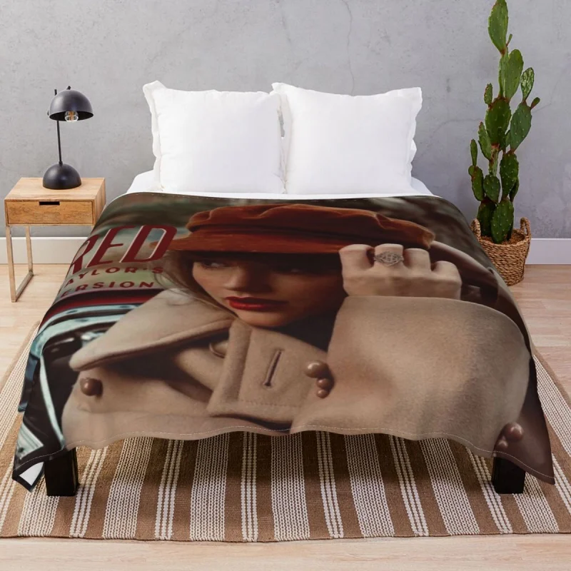 

T In Red Cover Blanket Fce Winter Ultra-Soft Throw Thick blankets for Bed Sofa Camp Office