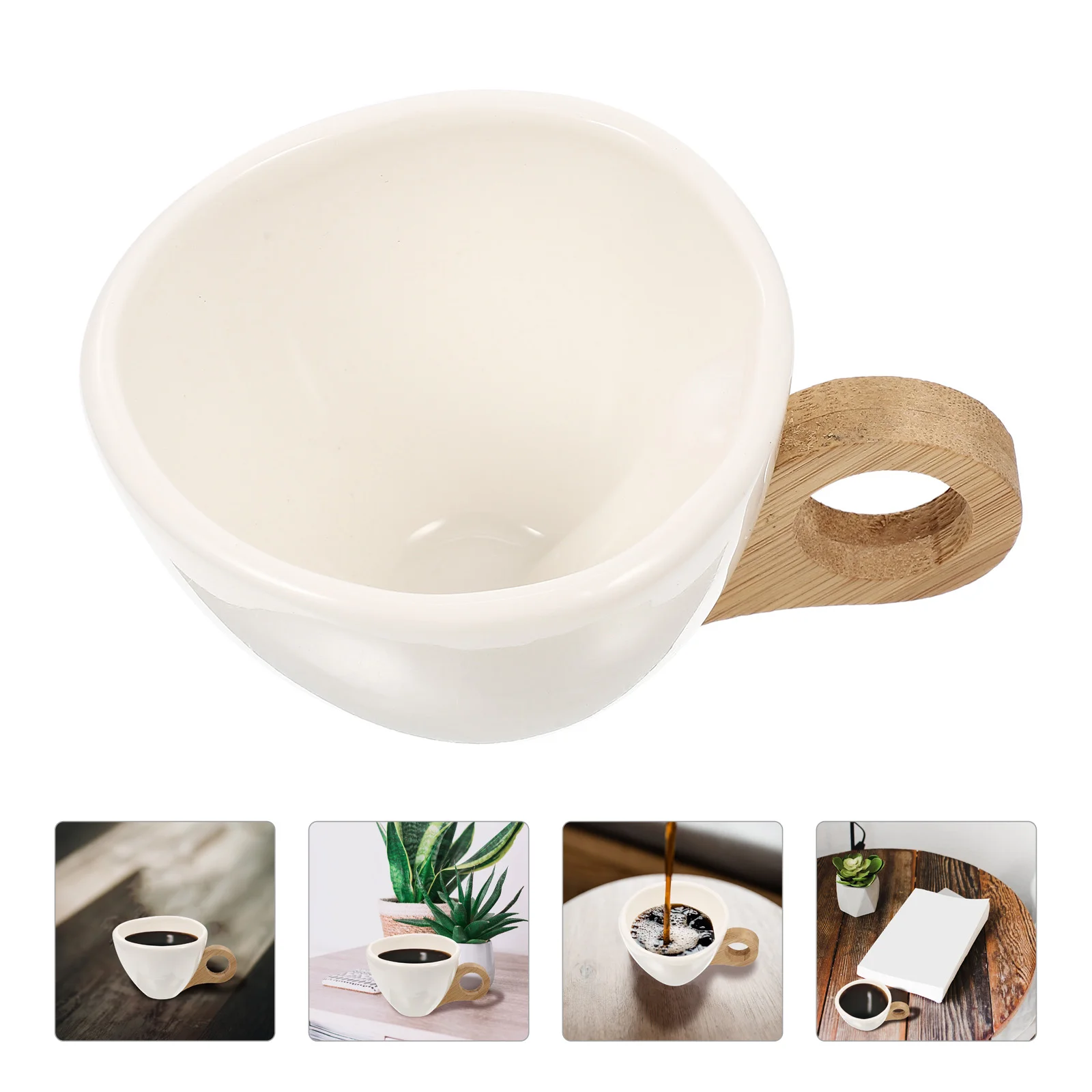 

2Pcs Wooden Handle Coffee Cup Coffee Cup Mens Coffee Mug Espresso Cup for Restaurant Home Hotel