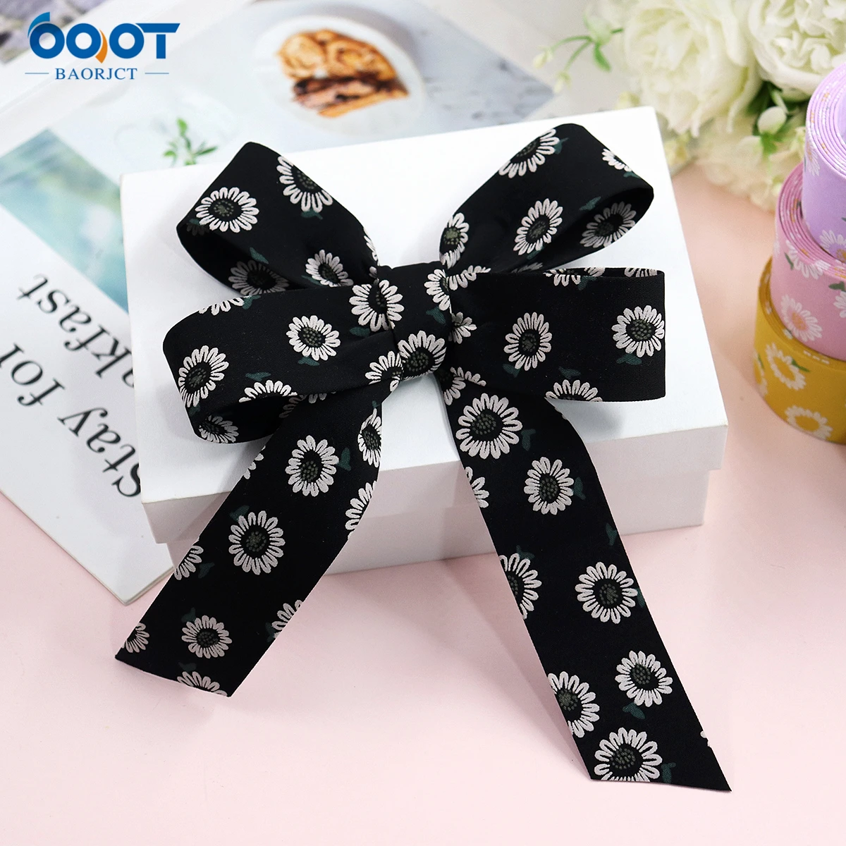 Двусторонняя Цветочная утолщенная тканевая лента 5 ярдов 38 мм сделай сам зажим