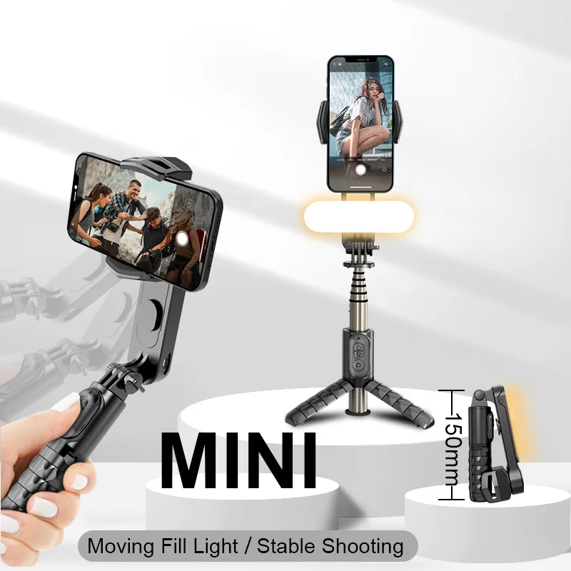 

NEW Wireless Bluetooth Selfie Stick tripod Handheld Gimbal Stabilizer Mobile Phone Gimbal Stabilizer With fill light Hot Sale