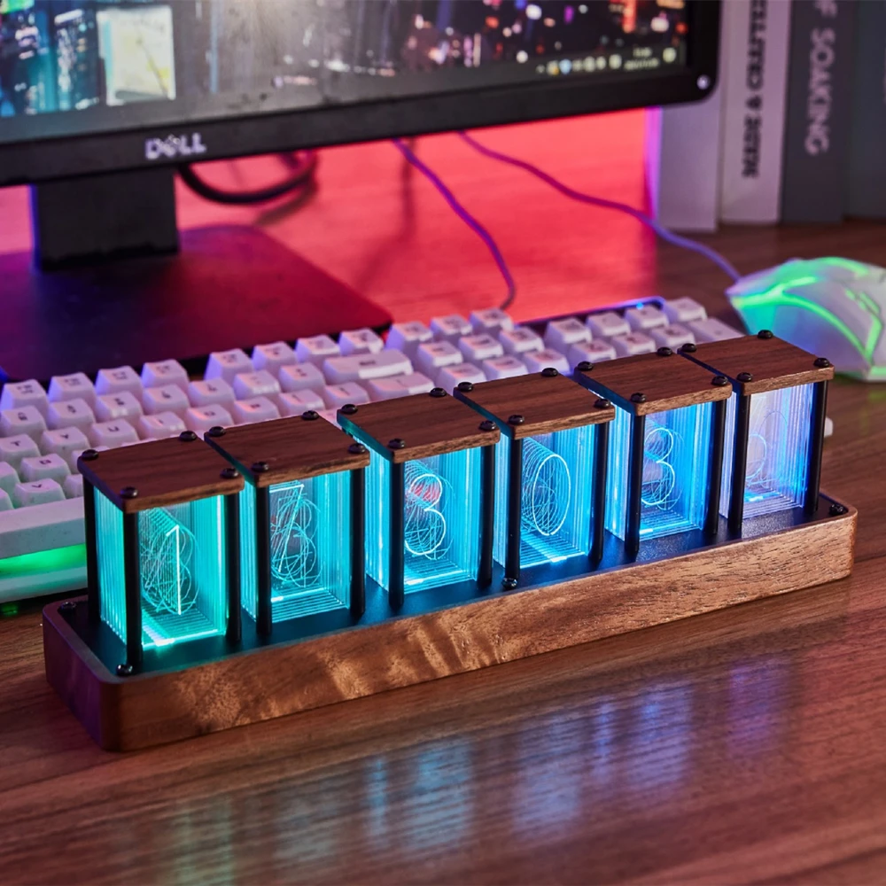 

Clock DIY Kit Electronic Clock LED Microcontroller Kit Digital Clock Light Control Natural Walnut Wood Desk Clock Alarm Clock