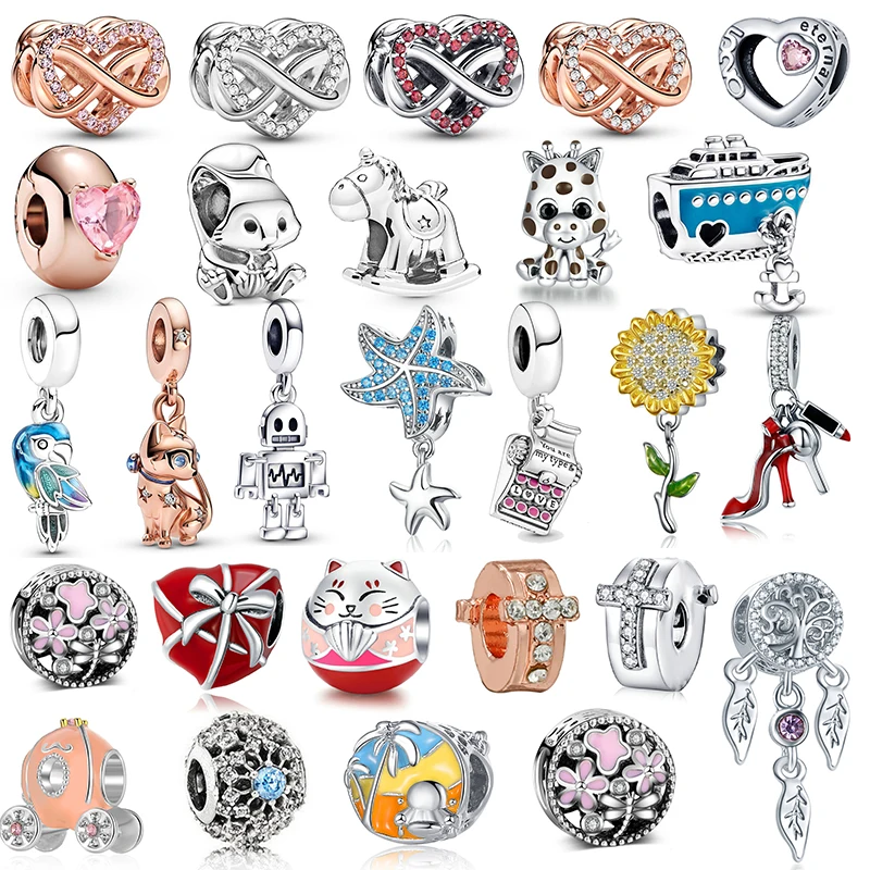 2Pcs/lot NEW Arrival Heart Woodpecker Sunflower Charm Beads Pendant DIY Bracelets Necklaces For Women Men Wife Jewelry Gift - купить по