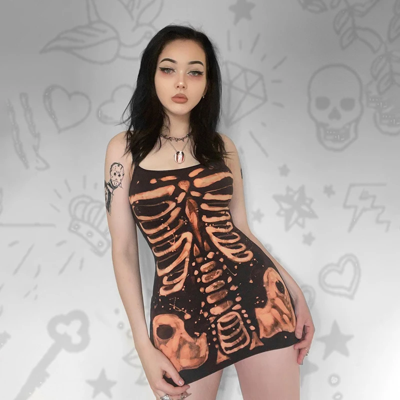 

2022 Summer Sexy Bodycon Mini Dresses Women Casual Backless Spaghetti Strap Tight Slim Sleeveless Streetwear Club Party Dress