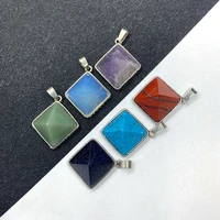 natural stone crystal pendant diamond edging diy fashion jewelry making bracelet necklace supplies accessories charm 28x31mm
