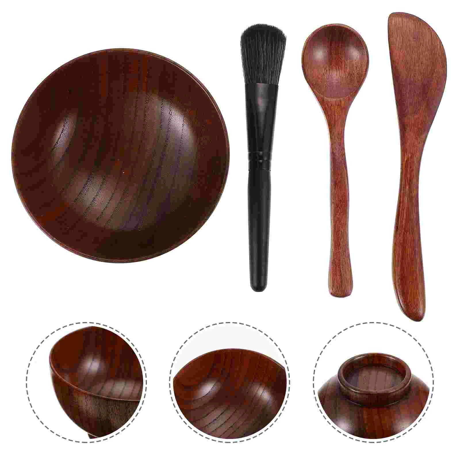 

Mask Mixing Bowl Set Facemask Tool Wood Face Brush Facial Applicator Care Skin Tools Homemade Clay Sets Eco