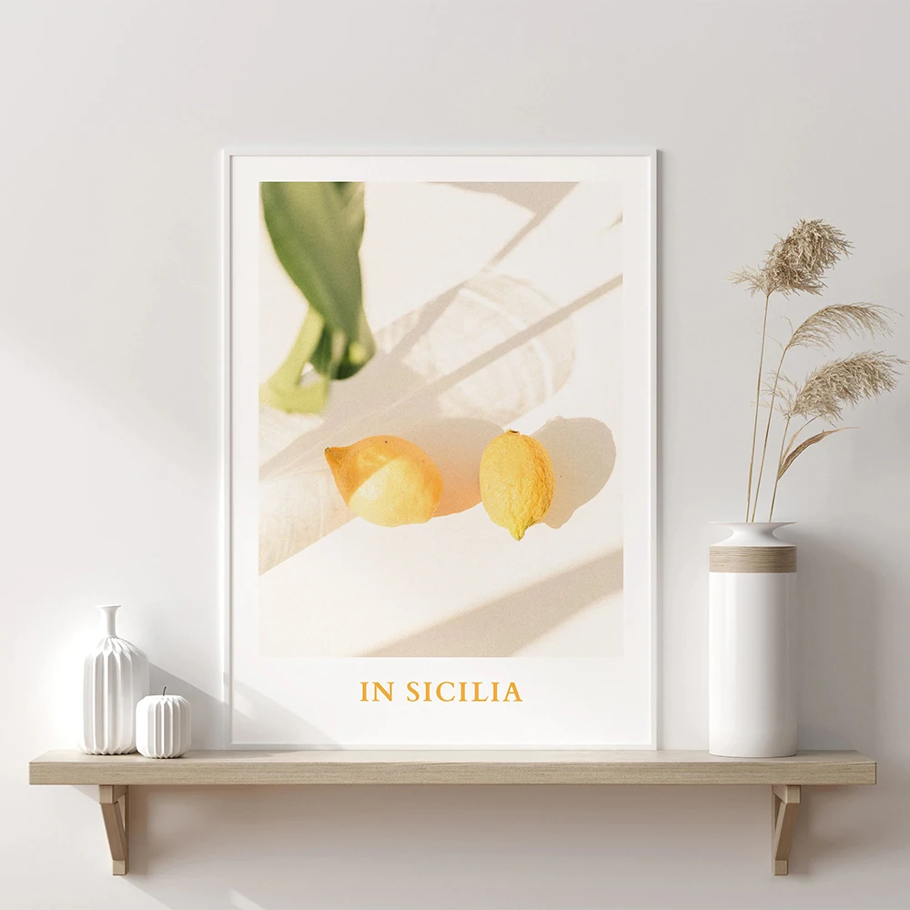 Canvas Print Painting Poster La Dolce Vita Wall Pictures Lemon Pool Nordic Vintage Italian Summer Blue Color Art for Living Room |