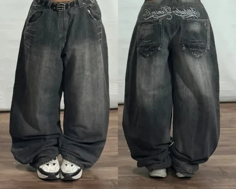 Женские винтажные потертые джинсы Y2K Harajuku из полиэстера и хлопка
