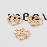 20pclot fashion gold color heart love charms 1514mm bracelet necklace jewelry accessories pendant charm