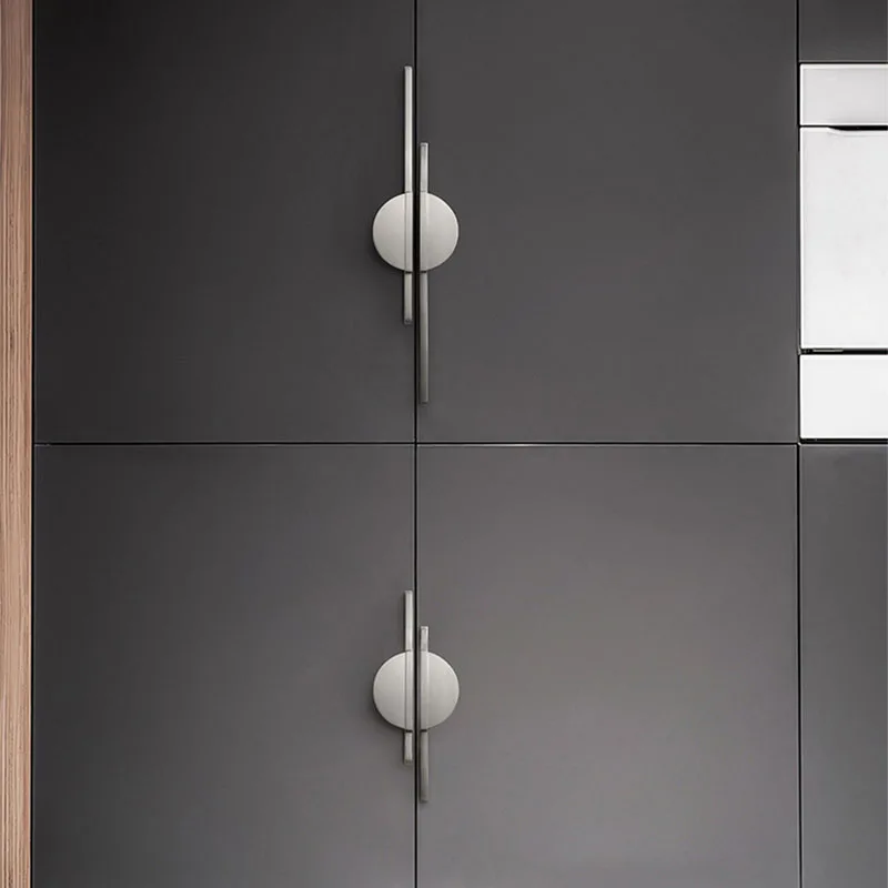 new modern simple golden gray round counter cabinet door drawer pulls kitchen cupboard door handle furniture handles hardware free global shipping