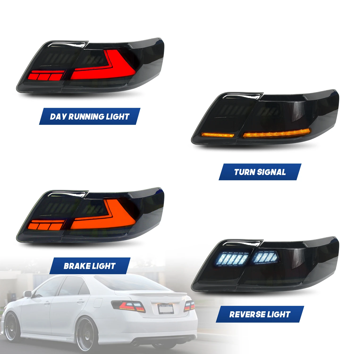 Фото Задние фонари HCMOTIONZ для Toyota Camry 2007-2011, светодиодные задние фонари в сборе, DRL с анимацией при запуске, версия для США (Aurion XV40) №3