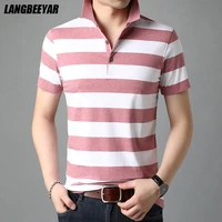 top grade 95 cotton new summer brand designer striped polo shirts for men short sleeve casual tops fashions mens clothes