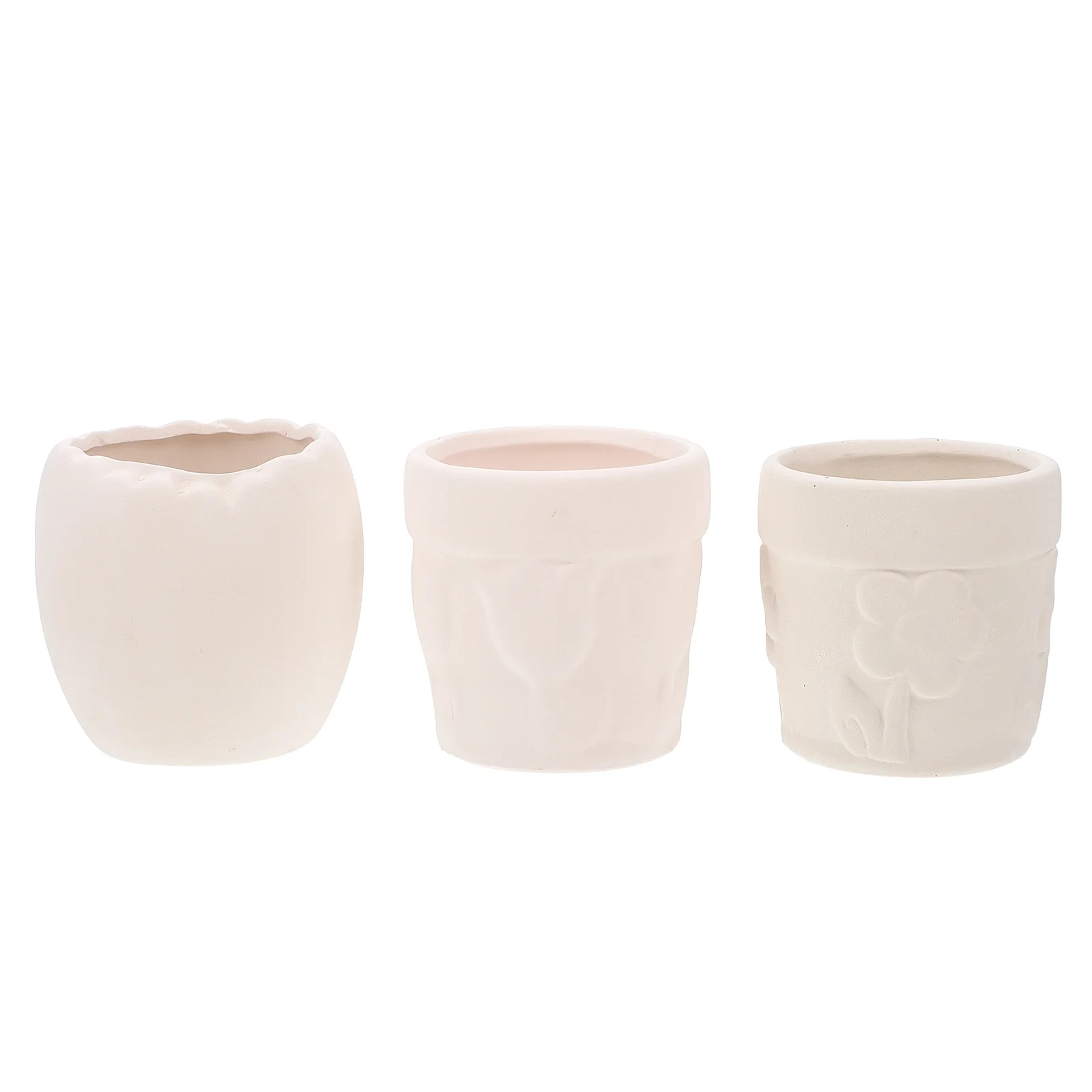 

3pcs Unfinished Blank Flower Pots Diy Blank Ceramic Flower Pots Materials