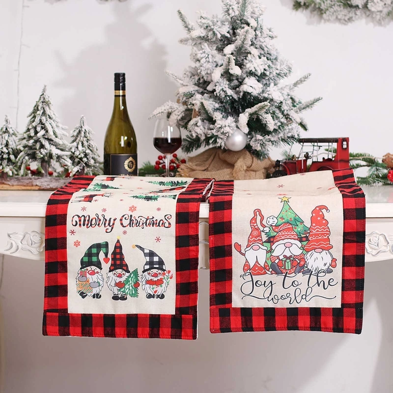 

Новогоднее украшение для стола, рождественские украшения для стола, скатерть, Новогодняя и зимняя тематика с изображением снежной деревни