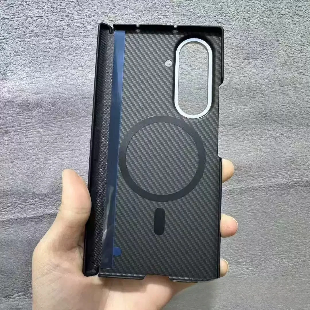 Фото Для Samsung Galaxy Z Fold 7, магнитный чехол из углеродного волокна, вращающийся вал, 600D, арамидное волокно, Z Fold7, магнитный чехол, чехол Magsafe №5