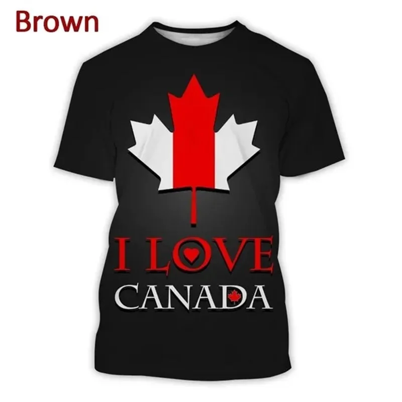 Фото Футболка с 3D-принтом «I Love Canada» для мужчин, повседневная индивидуализированная рубашка с коротким рукавом, в стиле хип-хоп, с принтом канадского флага для мужчин и женщин №4