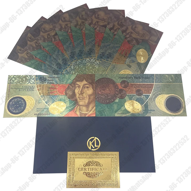 

Beautiful Famous Polish Mathematician, Economist and Astronomer Nicolaus Copernicus the 550th Birthday Souvenir Gold Banknotes