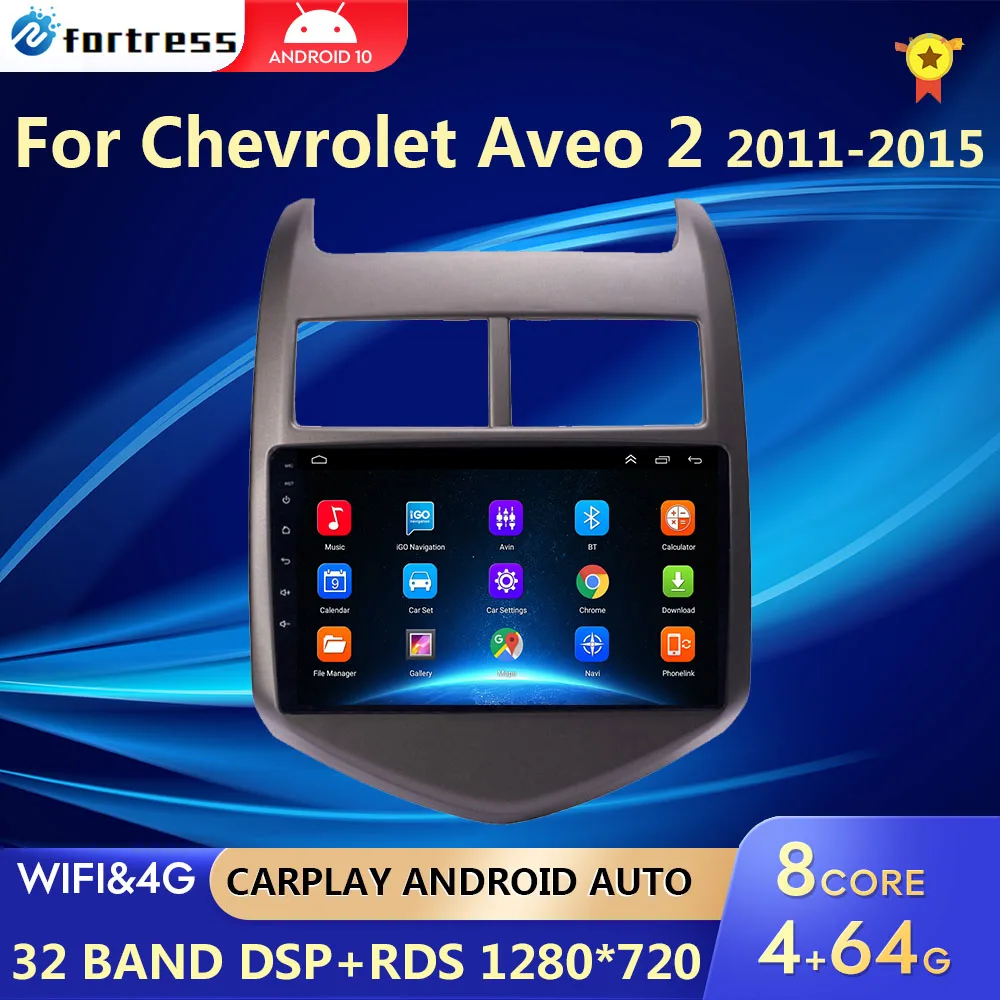 4G+64G For Chevrolet Aveo 2 Sonic T300 2011-2015 Car Radio Multimedia Player Navigation GPS 2 din 2din Android Autoradio CarPlay