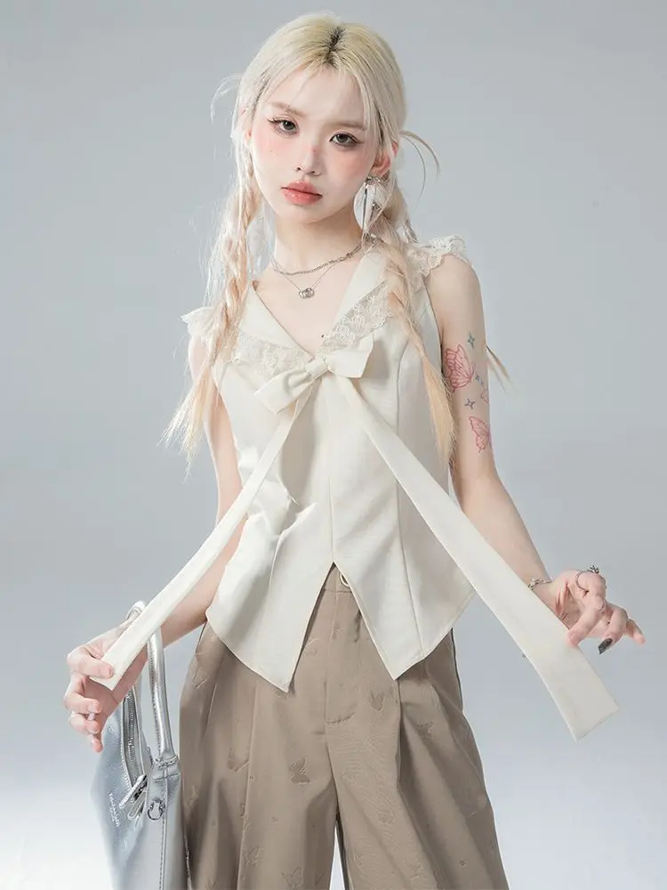 Корейская юбка без рукавов комплект из двух предметов модная блузка с