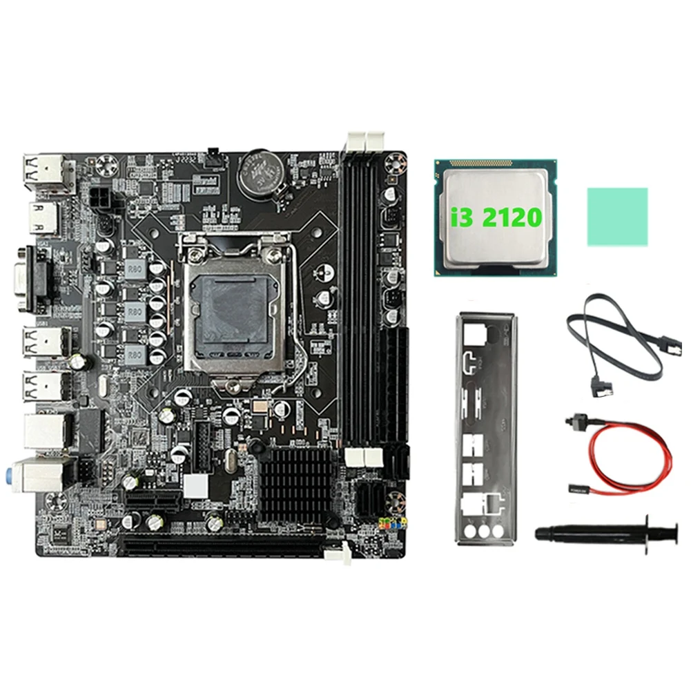 

B75 Motherboard+I3 2120 CPU+SATA Cable+Switch Cable+Baffle LGA1155 DDR3 for 2X8G for I3 I5 I7 Series Pentium Celeron CPU