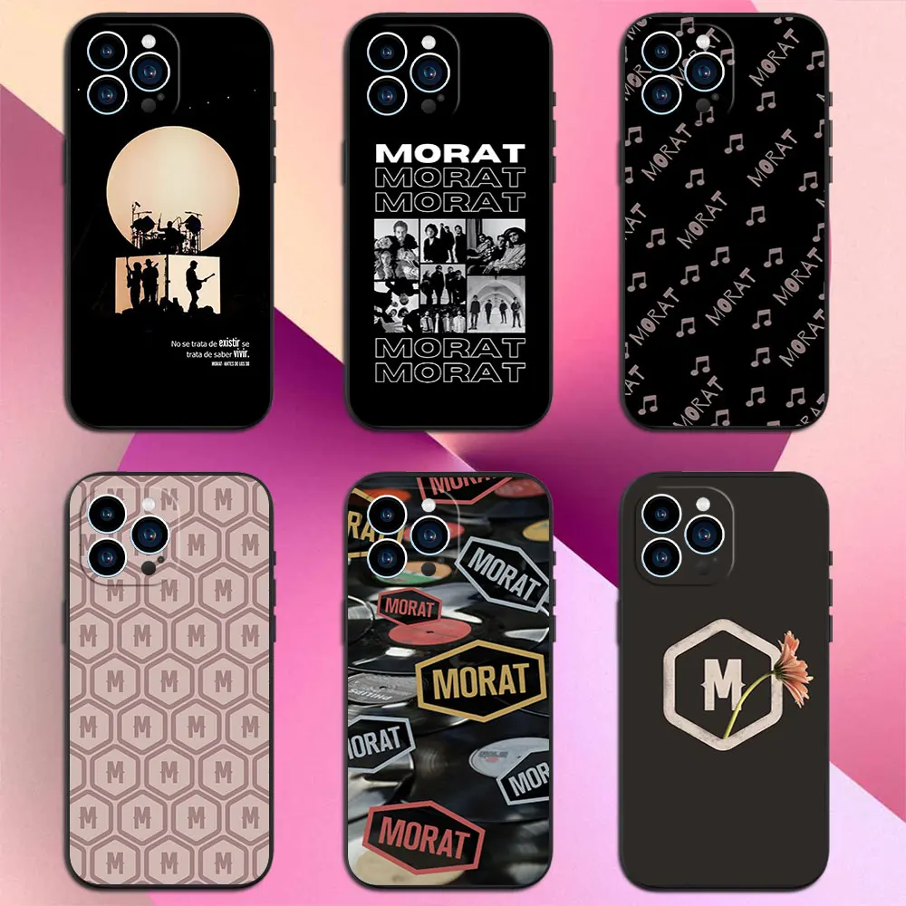 M-Morat Band Phone Case For iPhone 11 12 13 14 15 16 Pro Max X Plus XR Black Shell