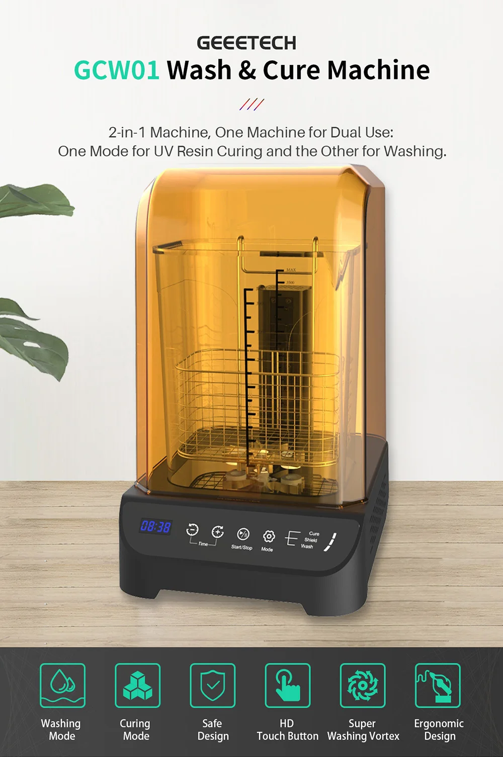 Аппарат Geeetech для мытья и выдерживания 2 в 1 УФ-полимер коробка отверждения