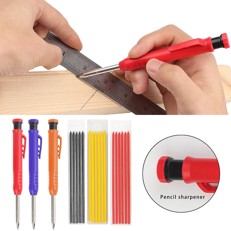 Set Construction Tools Refill Deep Hole Multi-color Marker Mechanical Penci Scriber Diy Woodworking Tool