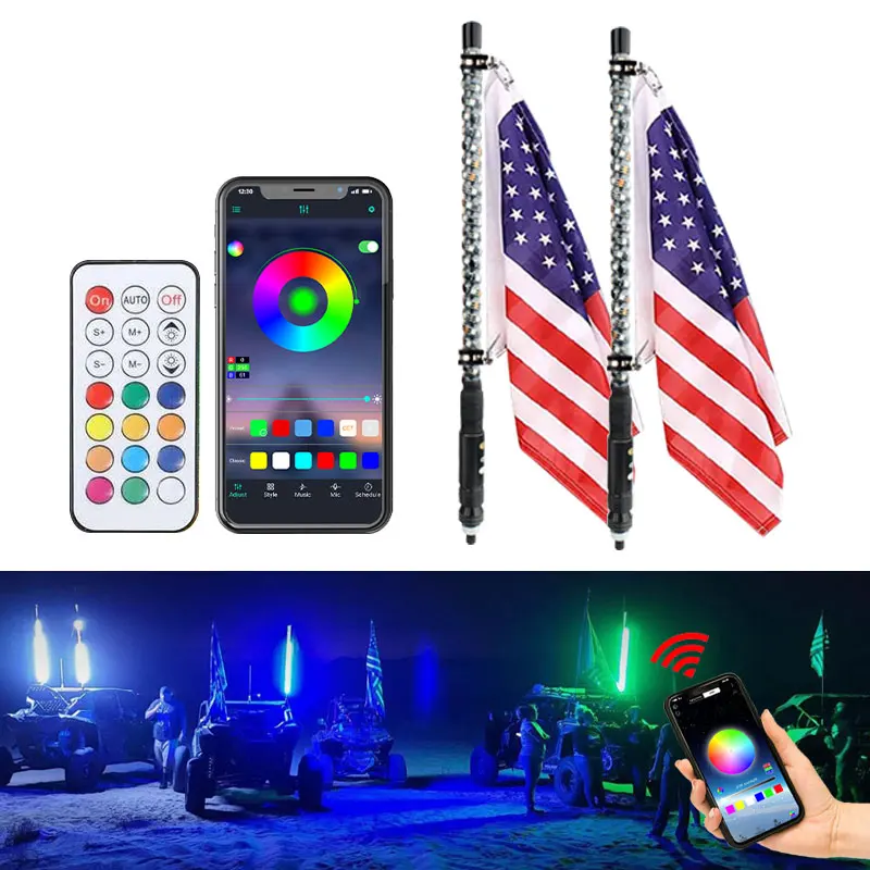 

America Led Flagpole Decorative lamp Atmosphere light car styling For Car Motorcycle off-road vehicle SUV JEEP ATV racer 12V