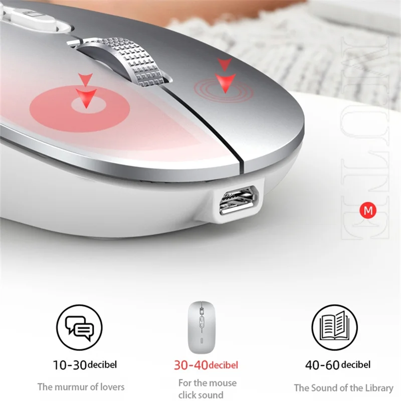 Фото Type-C Wireless Mouse Computer Bluetooth Mouse Silent PC Mause Rechargeable Ergonomic Mouse 2.4G USB Optical Mice For Laptop PC №3