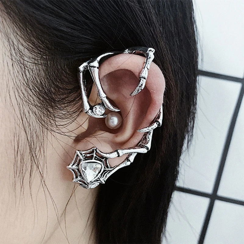 

Beauty Retro Vintage Black Silver Bronze Punk Temptation Metal Ear Cuff Clip Wrap Earring for Women Men