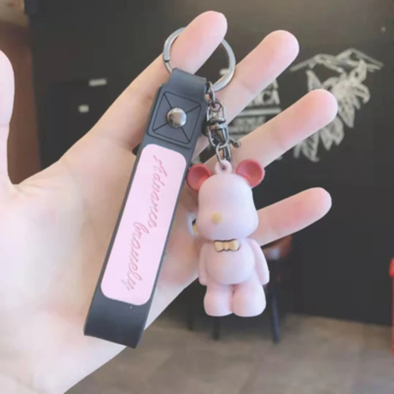 

Crystal Bow Tie Bear Fantasy Crystal Glass Little Bear Doll Keychain Alec Car Key Accessories Couple Bags Pendant Gift
