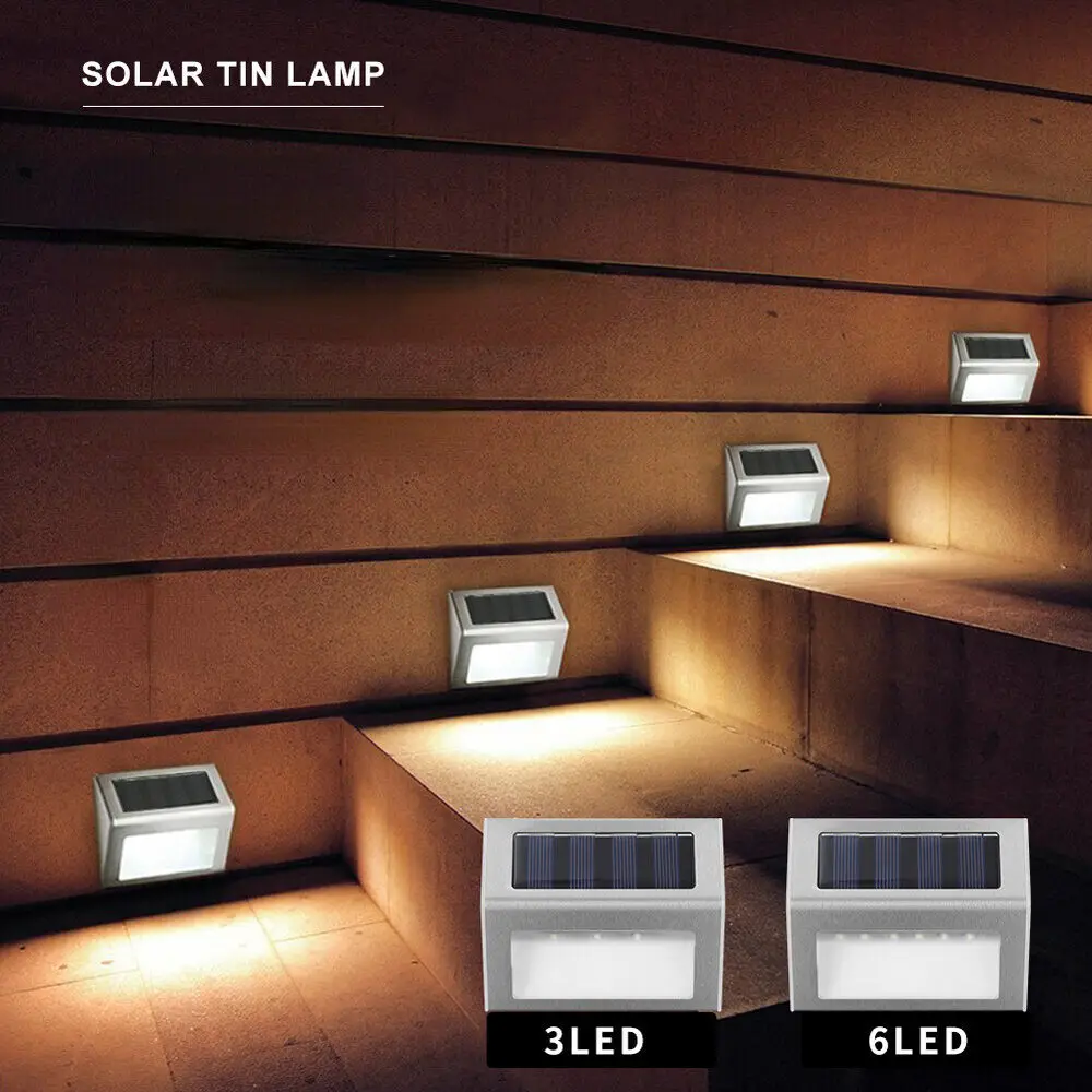 

Solar LED Wall Light Stainless Steel Stair Step Lamp Outdoor Garden Yard Fence Deck Light Street Landscape lights