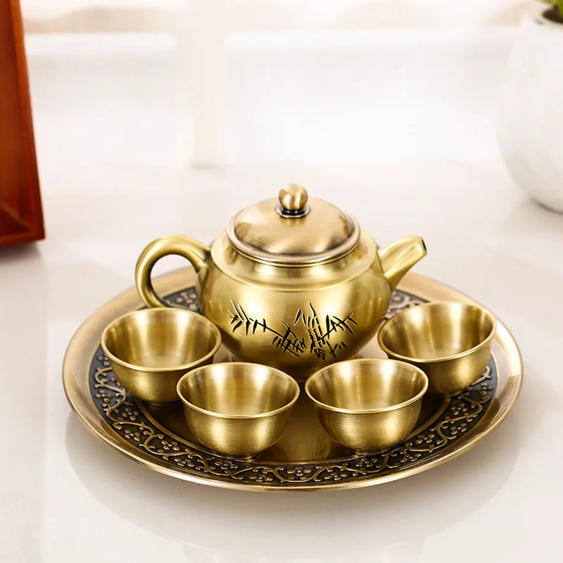 

Креативный чайный сервиз в европейском стиле, металлический высококачественный домашний подарочный набор, поделки, бамбуковый чайный серв...