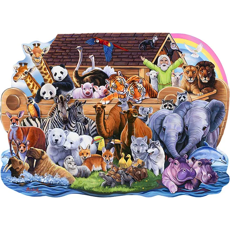 

New Escape Animal Wooden Puzzle Kids Jigsaw Toy Gift Zoo Shape Pieces Super Fun Montessori IQ Impossible Challenge Box A5 A4 A3