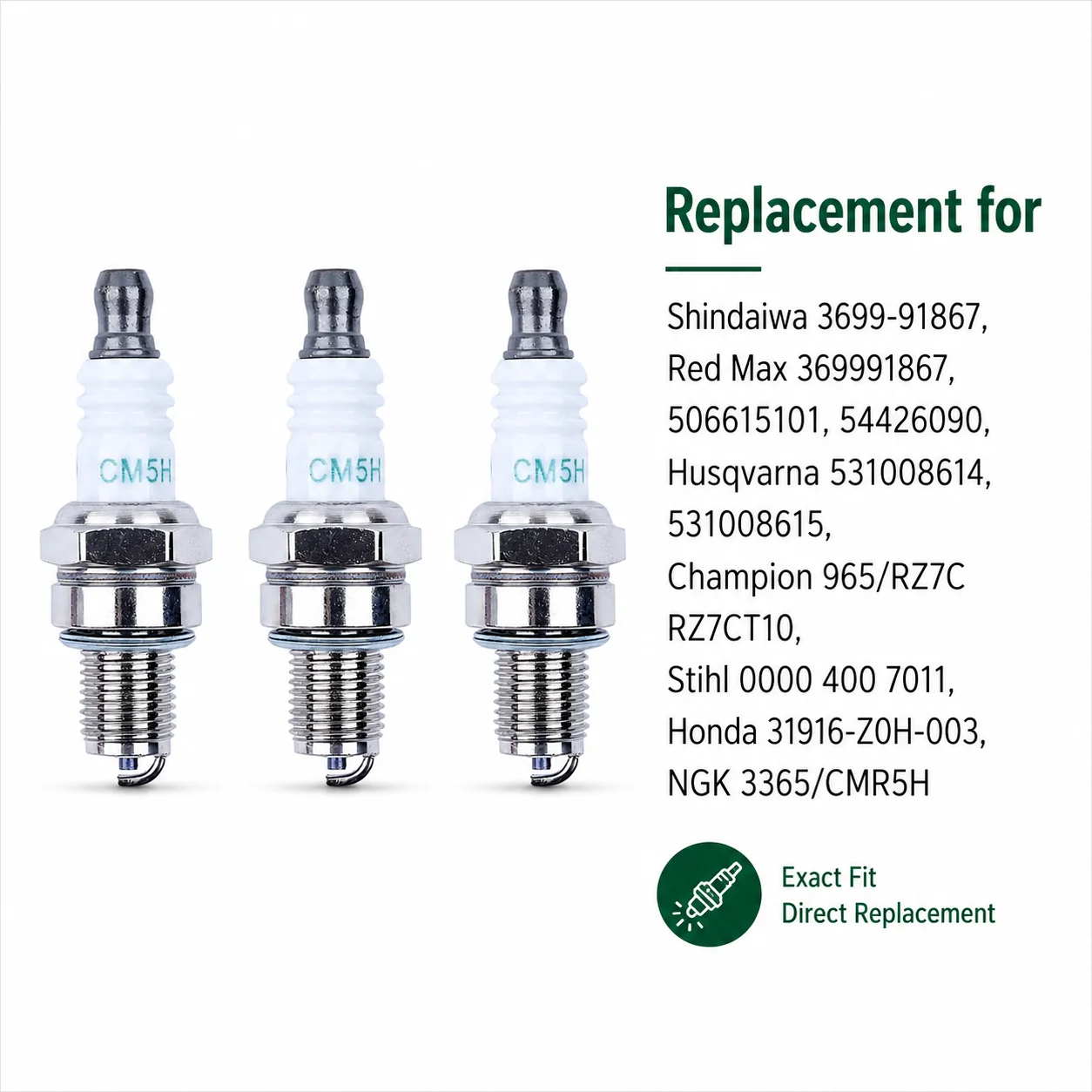 Фото Свечи зажигания CMR5H (3 шт.) для Honda GX25, GX35, Shindaiwa 3699-91867, Red Max 369991867, замена NGK 3365, Husqvarna 531008614, RZ7C №2