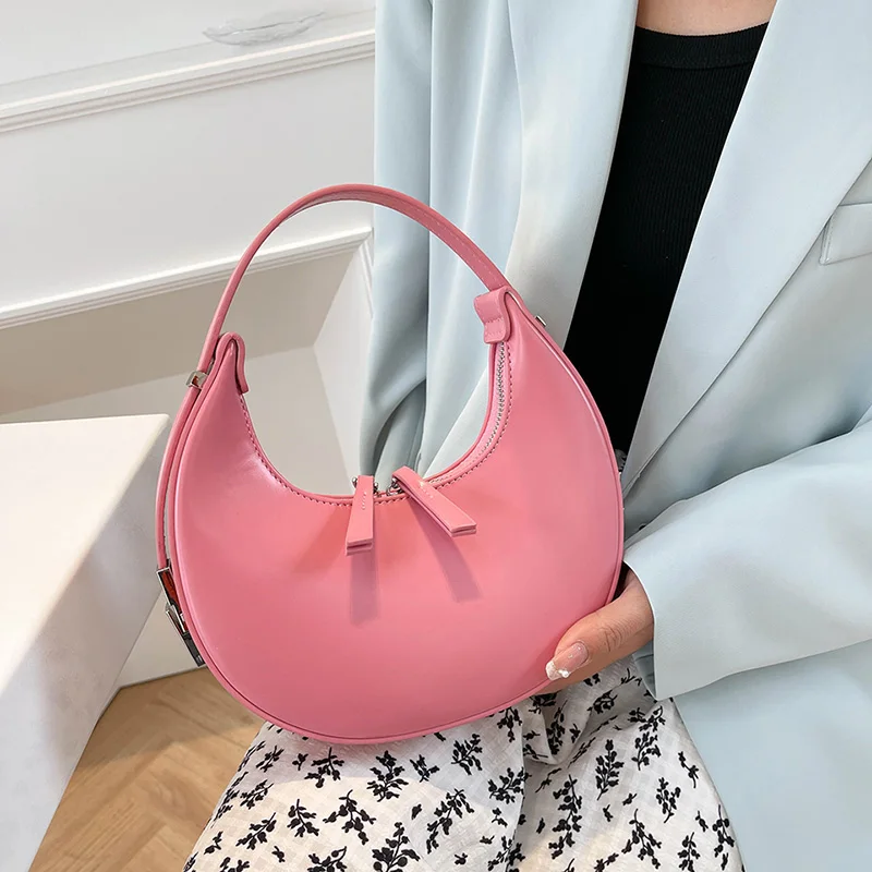 

Brand Women's Shoulder Bag Vintage Semicircle Armpit Bag Pu Leather Mini Handbag Purse Ladies Hobo Bag Luxury Clutch Bag Satchel