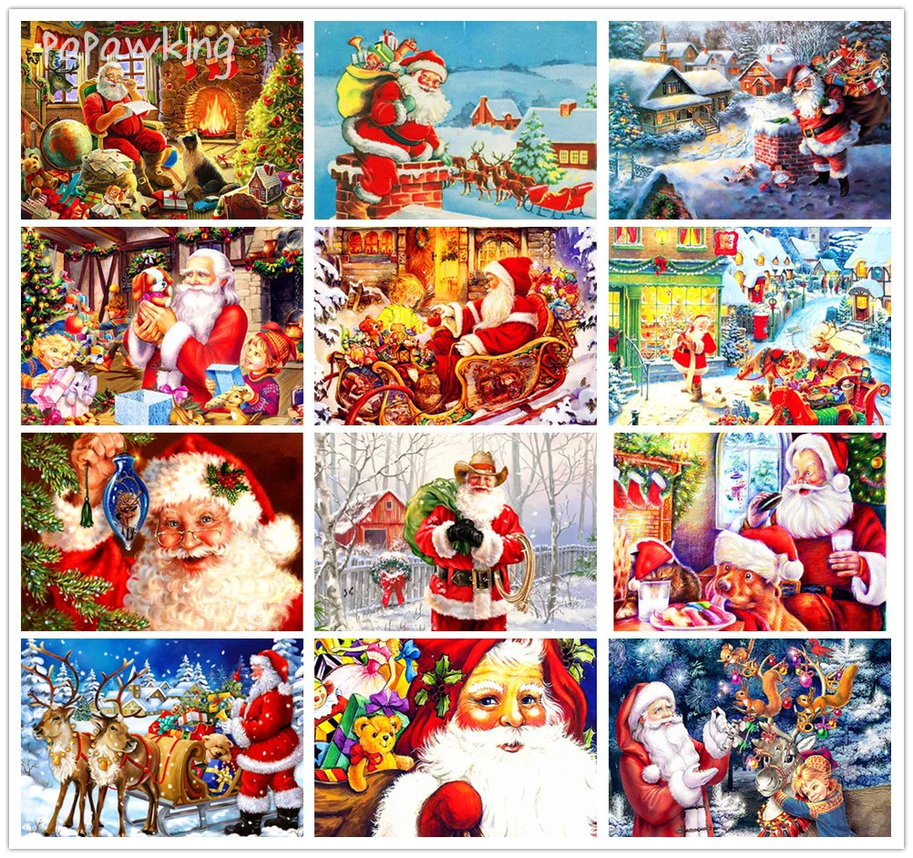 

Holiday Decor Diy Diamond Poster Cartoon Santa Claus Cross Stitch Home Art Rhinestone Embroidery Decor Mosaic Christmas Gifts
